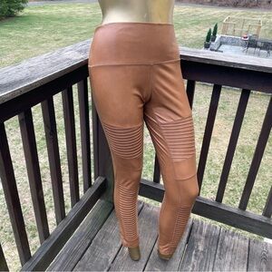7 For All Mankind Moto leggings faux leather biker edgy caramel brown large
